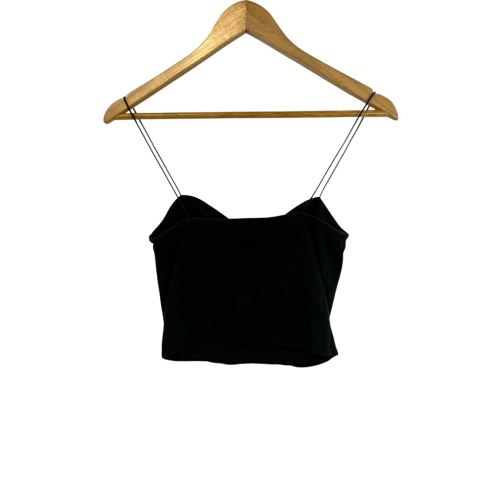 OUT FROM UNDER BY URBAN OUTFITTERS Black Cropped Stretch Elastic Strap Tank Top - Picture 4 of 9